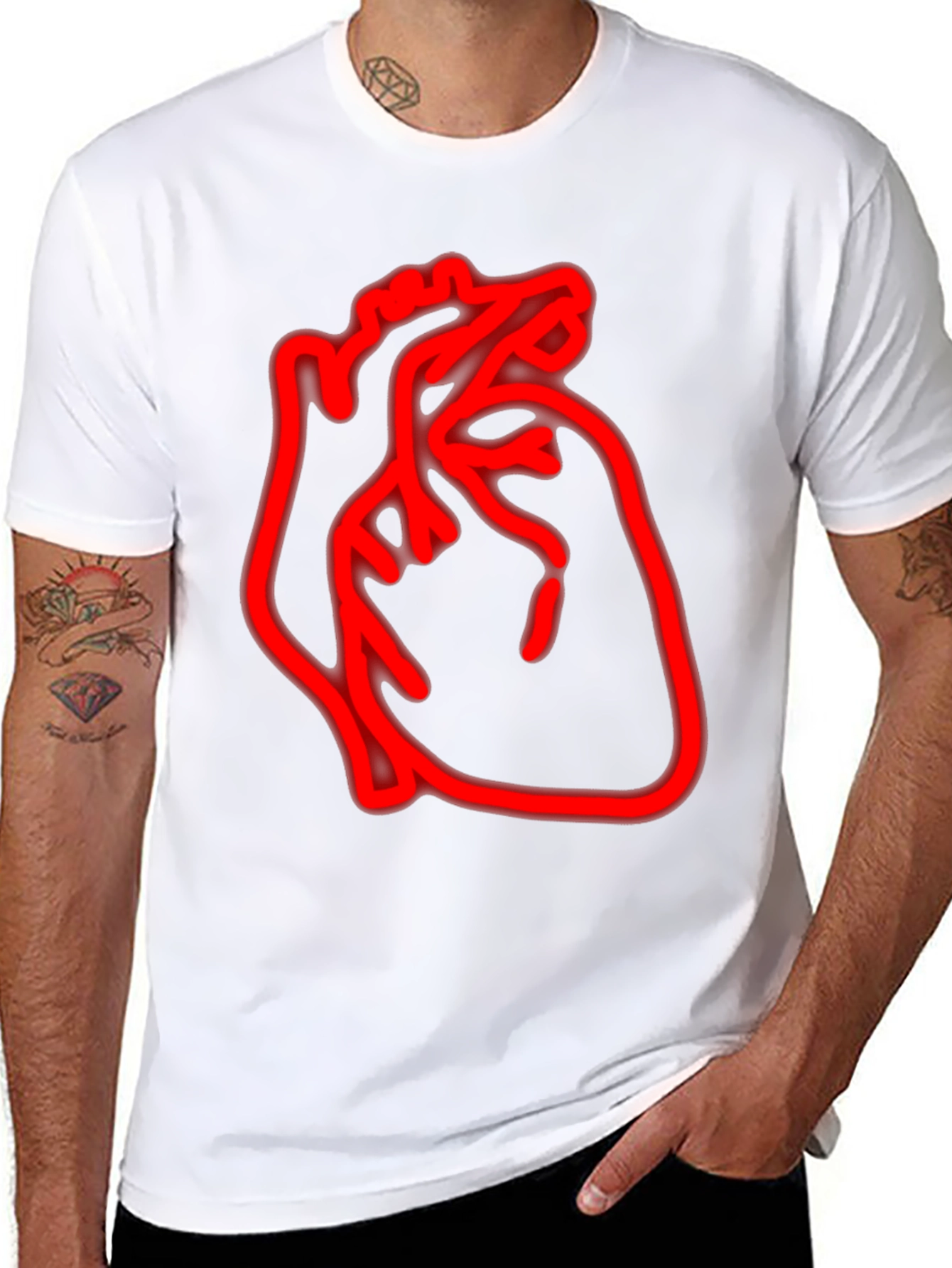 Neon Heart Graphic Black T-Shirt