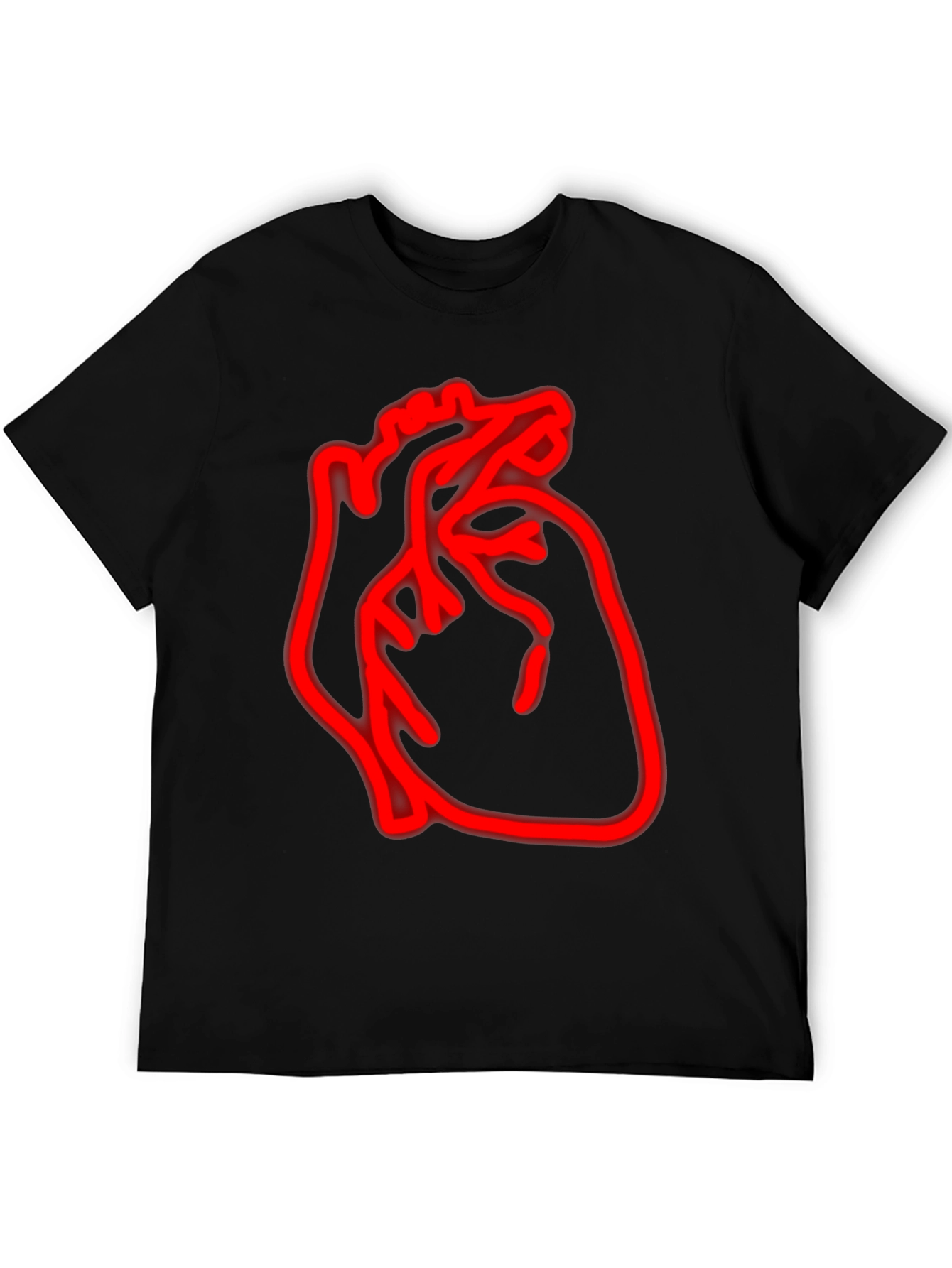 Neon Heart Graphic Black T-Shirt