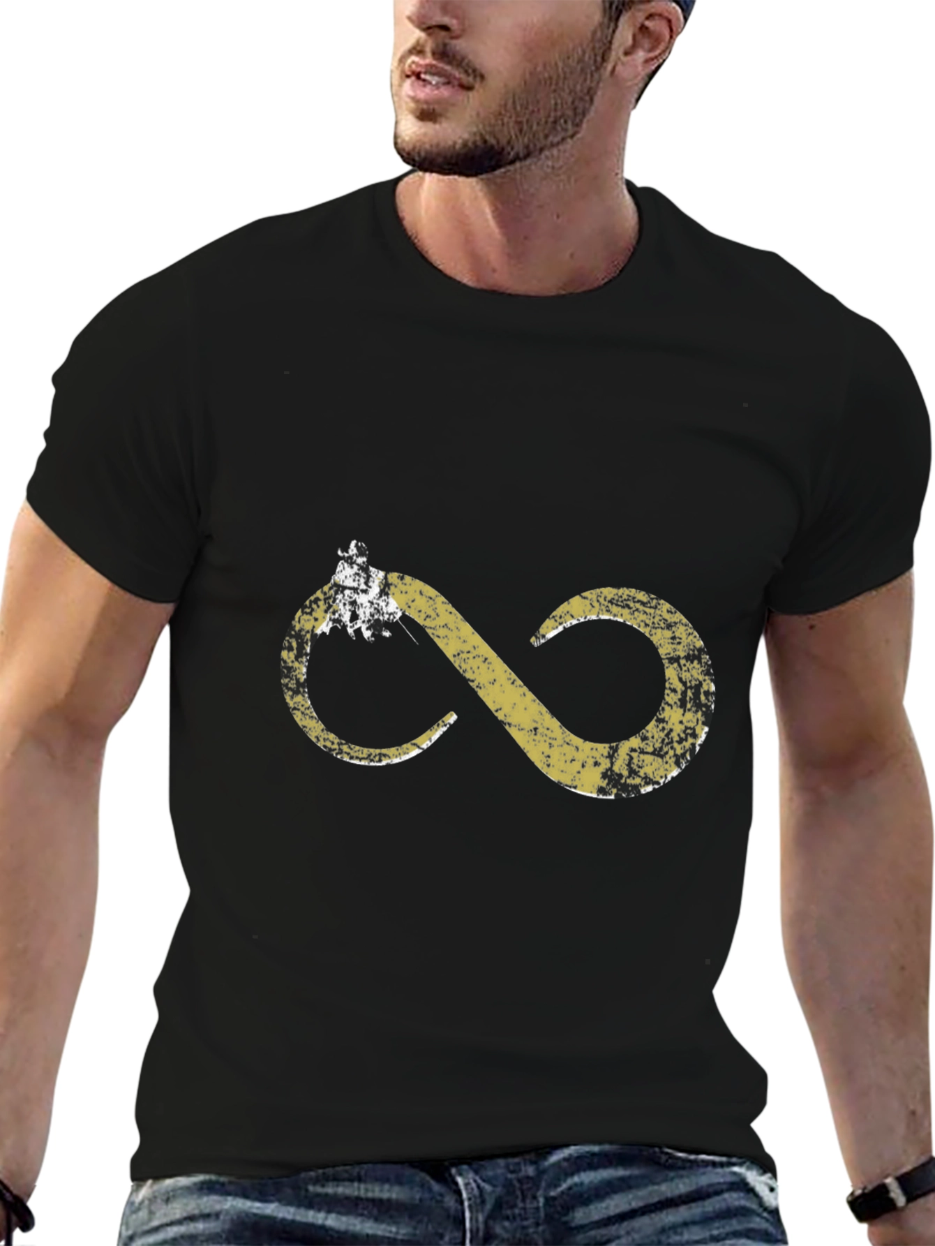 Distressed Infinity Symbol Black T-Shirt