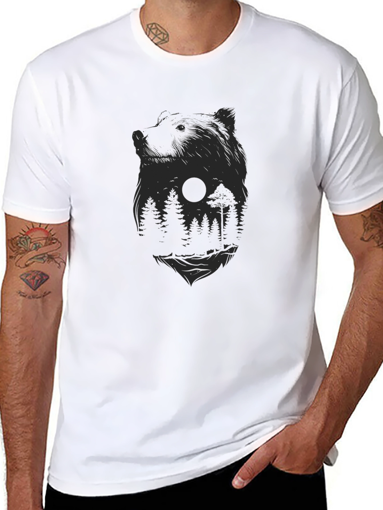 Nature Bear Black Graphic Tee