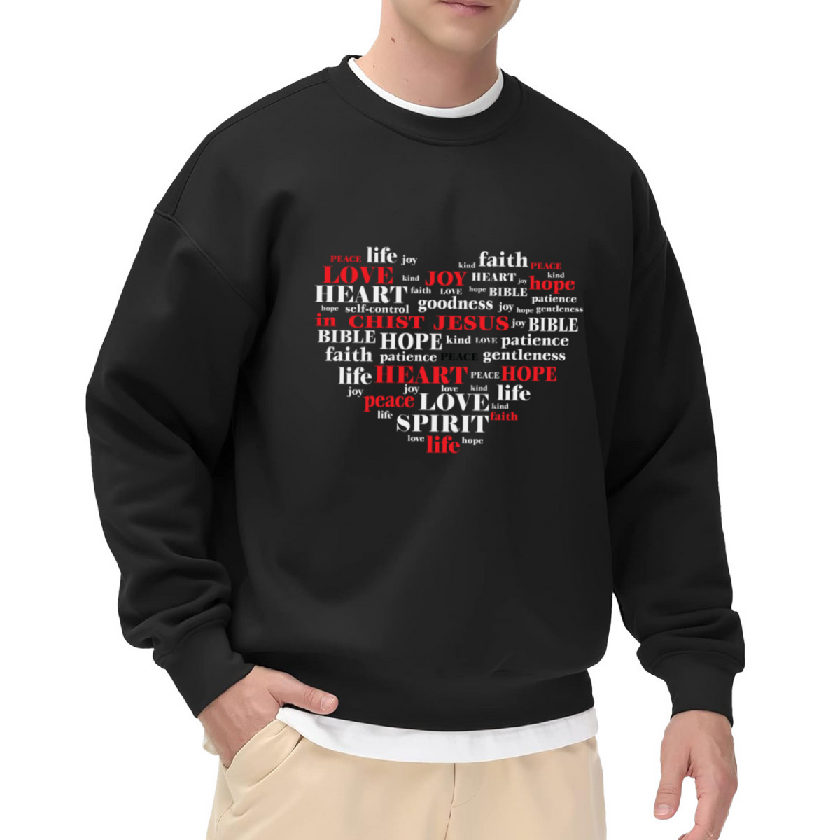 Word Cloud Heart - Faith Love Peace Graphic ԲÁìÎÀÒÂ | Unisex Pullover Sweatshirt