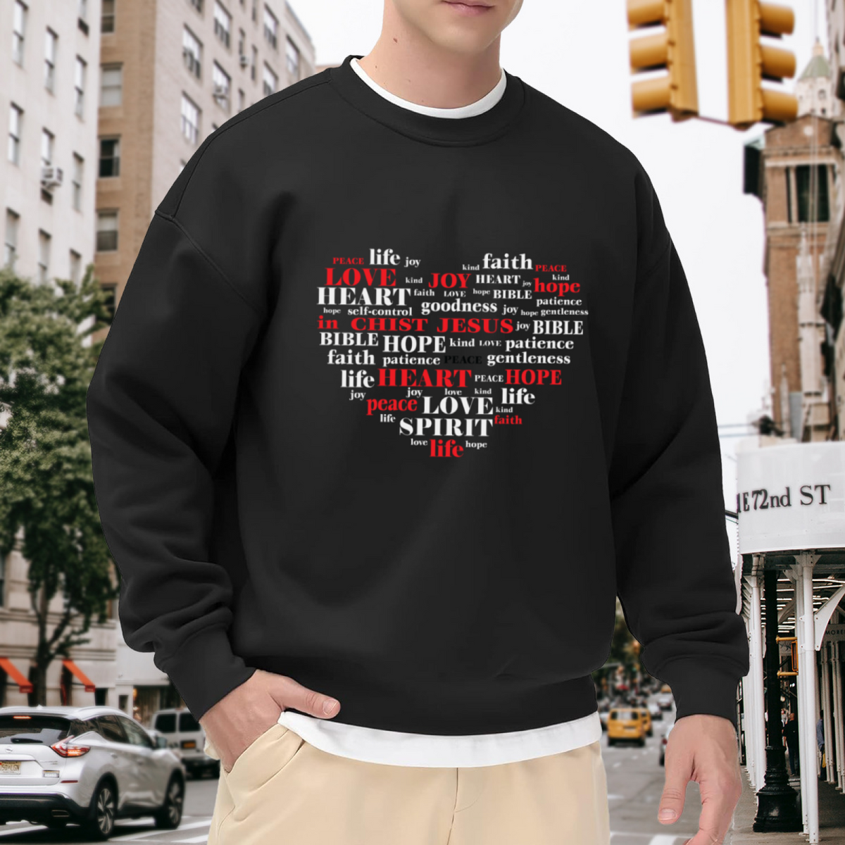 Word Cloud Heart - Faith Love Peace Graphic ԲÁìÎÀÒÂ | Unisex Pullover Sweatshirt