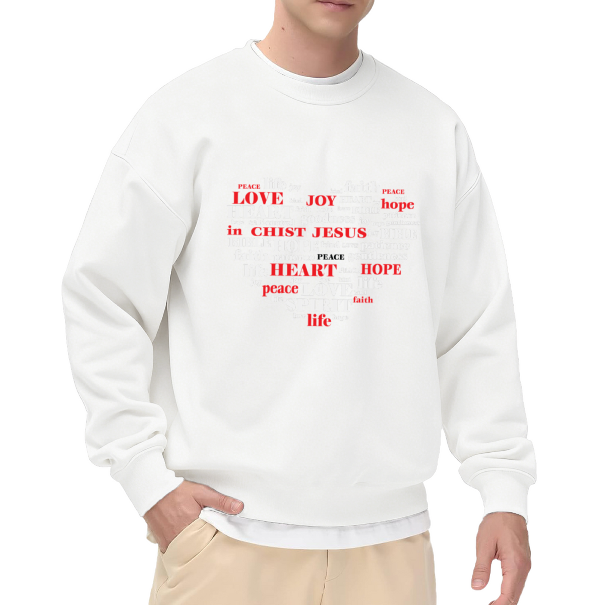 Word Cloud Heart - Faith Love Peace Graphic ԲÁìÎÀÒÂ | Unisex Pullover Sweatshirt