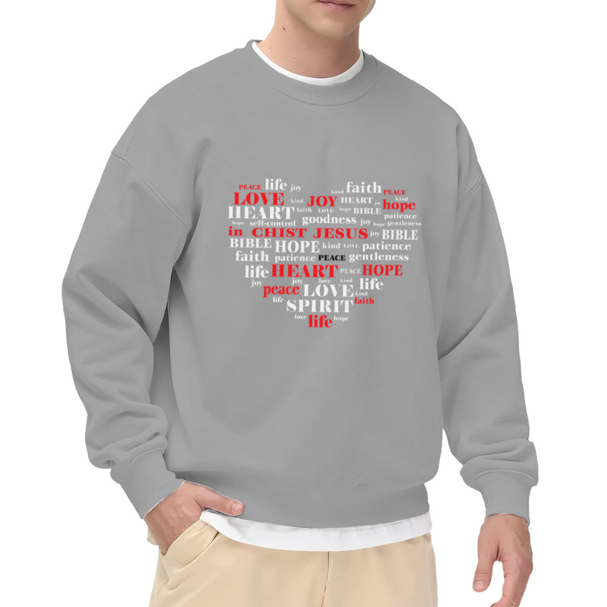 Word Cloud Heart - Faith Love Peace Graphic ԲÁìÎÀÒÂ | Unisex Pullover Sweatshirt