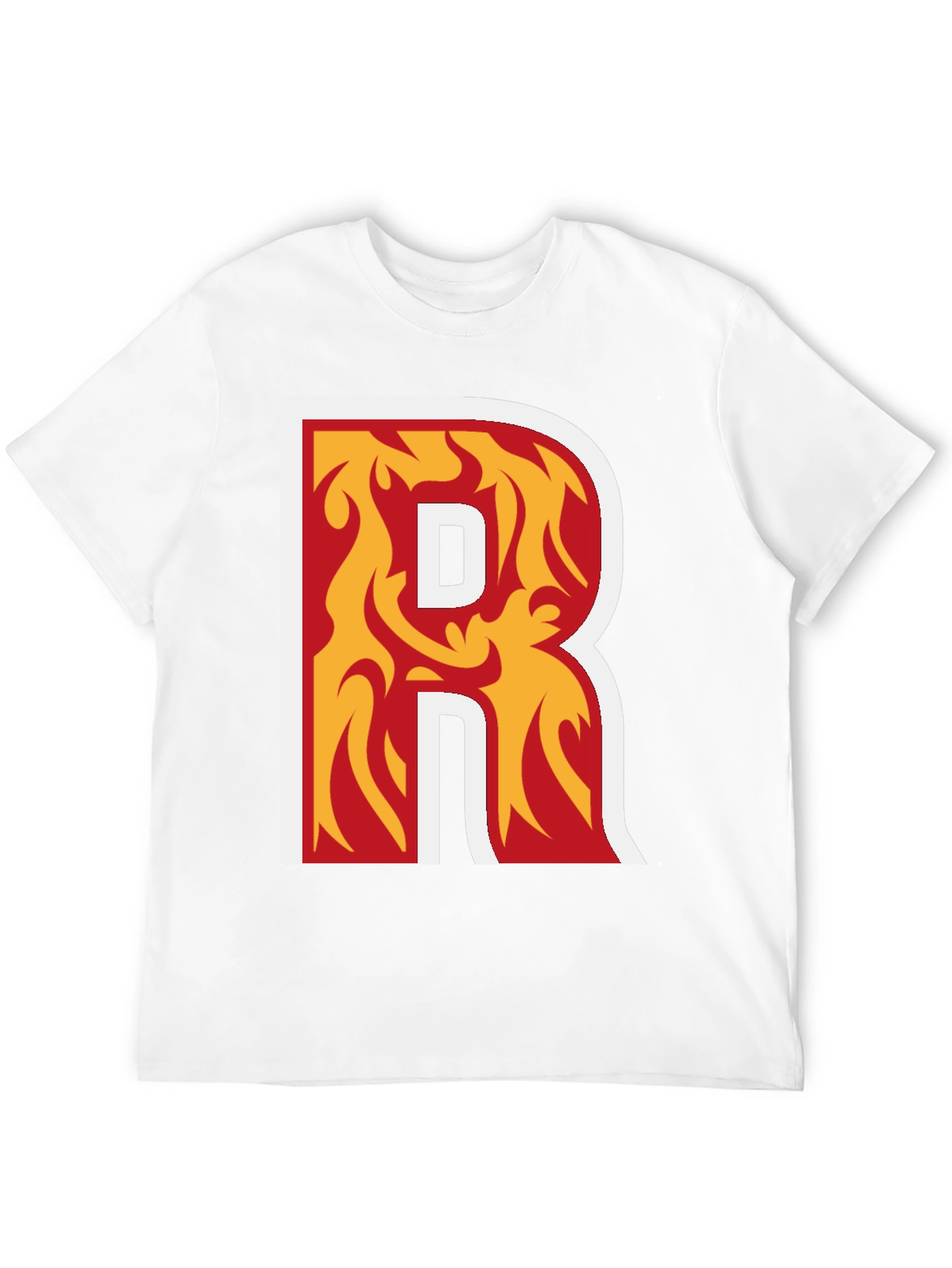 Fiery Letter R Graphic T-Shirt - Black