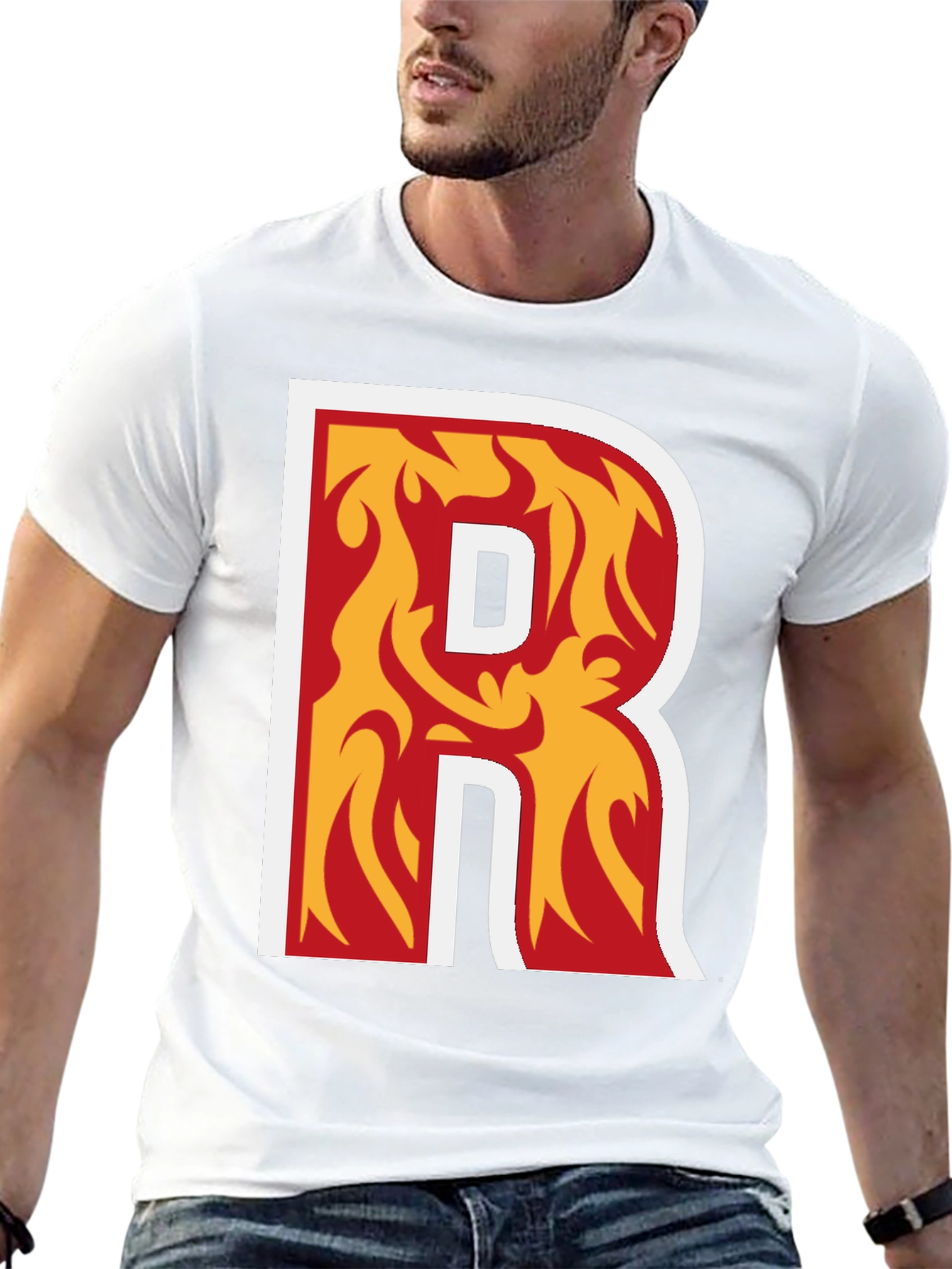 Fiery Letter R Graphic T-Shirt - Black