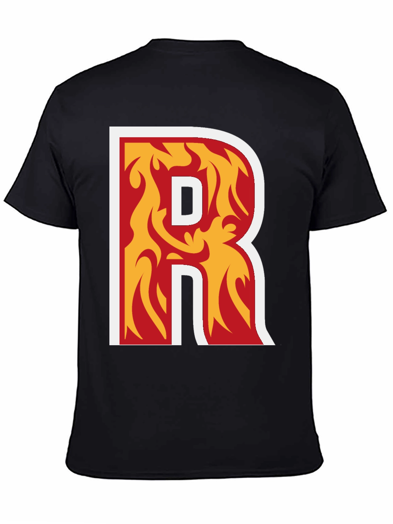 Fiery Letter R Graphic T-Shirt - Black