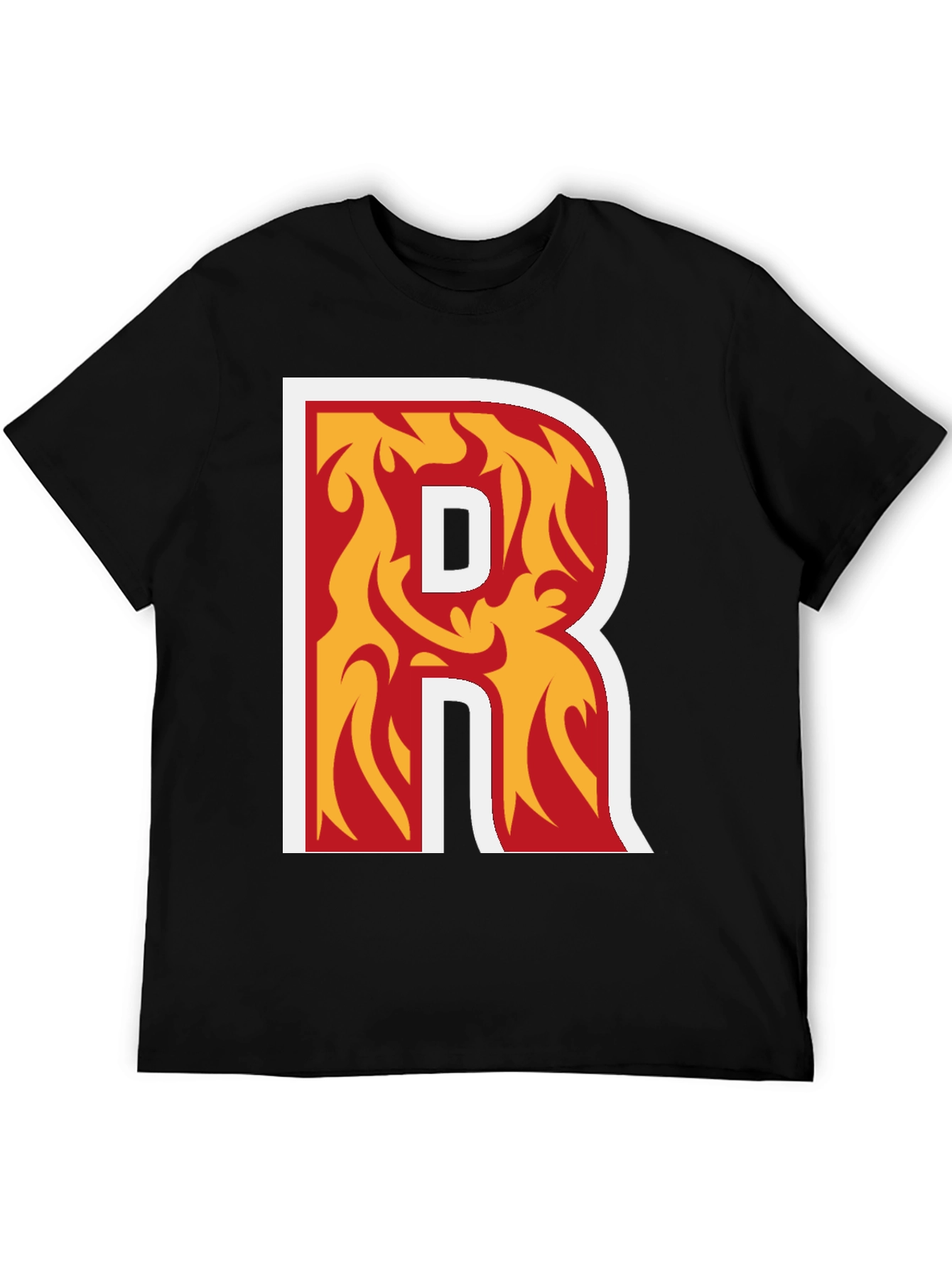 Fiery Letter R Graphic T-Shirt - Black