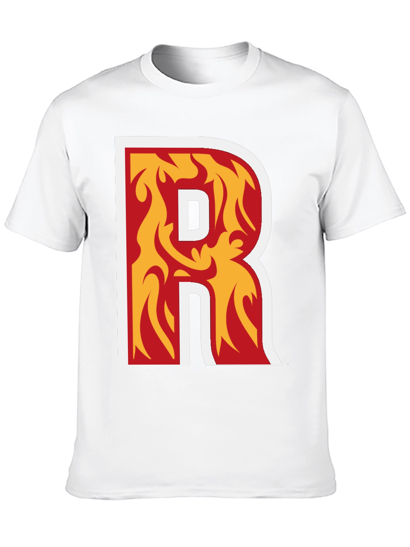 Fiery Letter R Graphic T-Shirt - Black