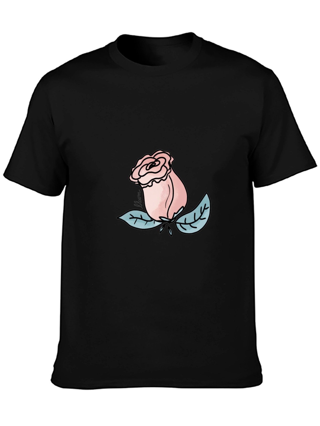 Rose Graphic Tee - Black Casual T-Shirt
