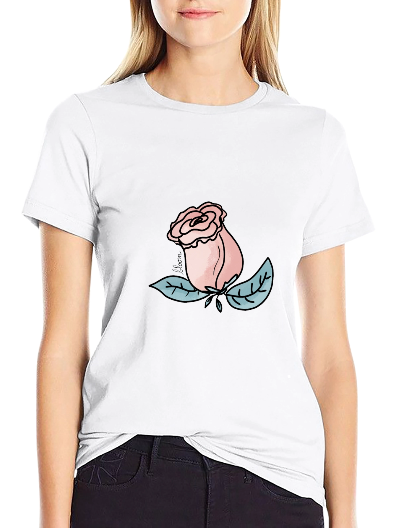 Rose Graphic Tee - Black Casual T-Shirt
