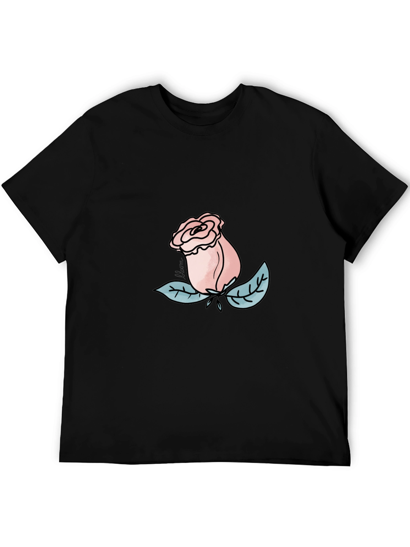 Rose Graphic Tee - Black Casual T-Shirt