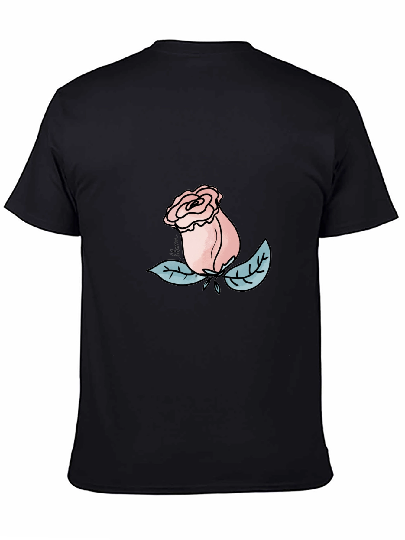 Rose Graphic Tee - Black Casual T-Shirt