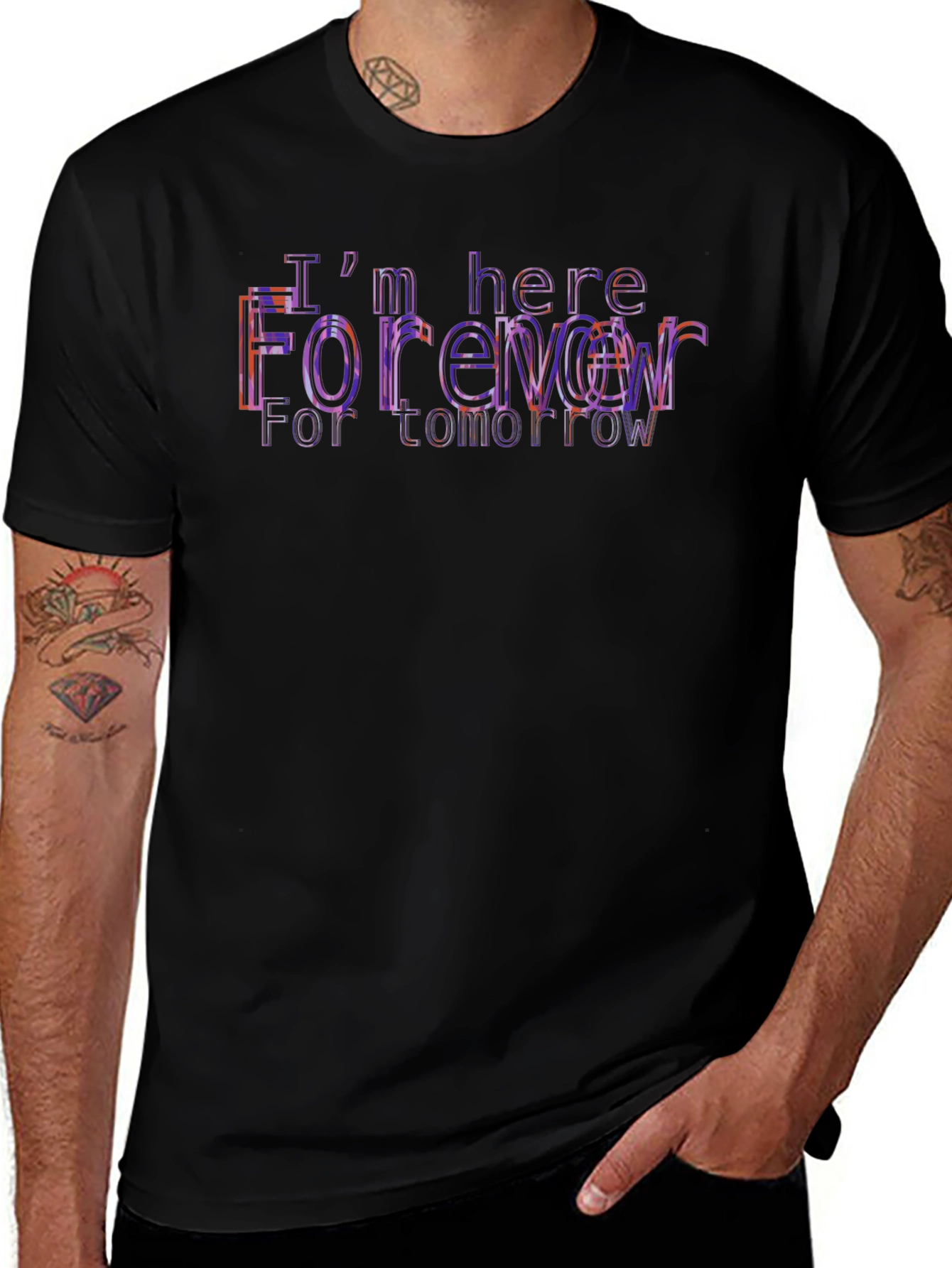 Trendy Black T-Shirt with Forever Graphic Print