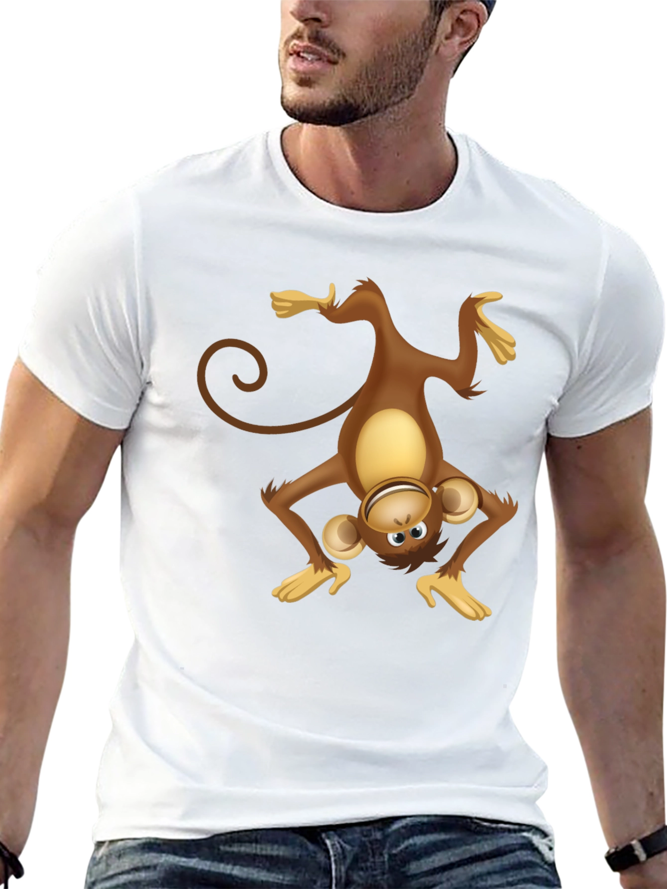 Upside Down Monkey Graphic Tee - Black