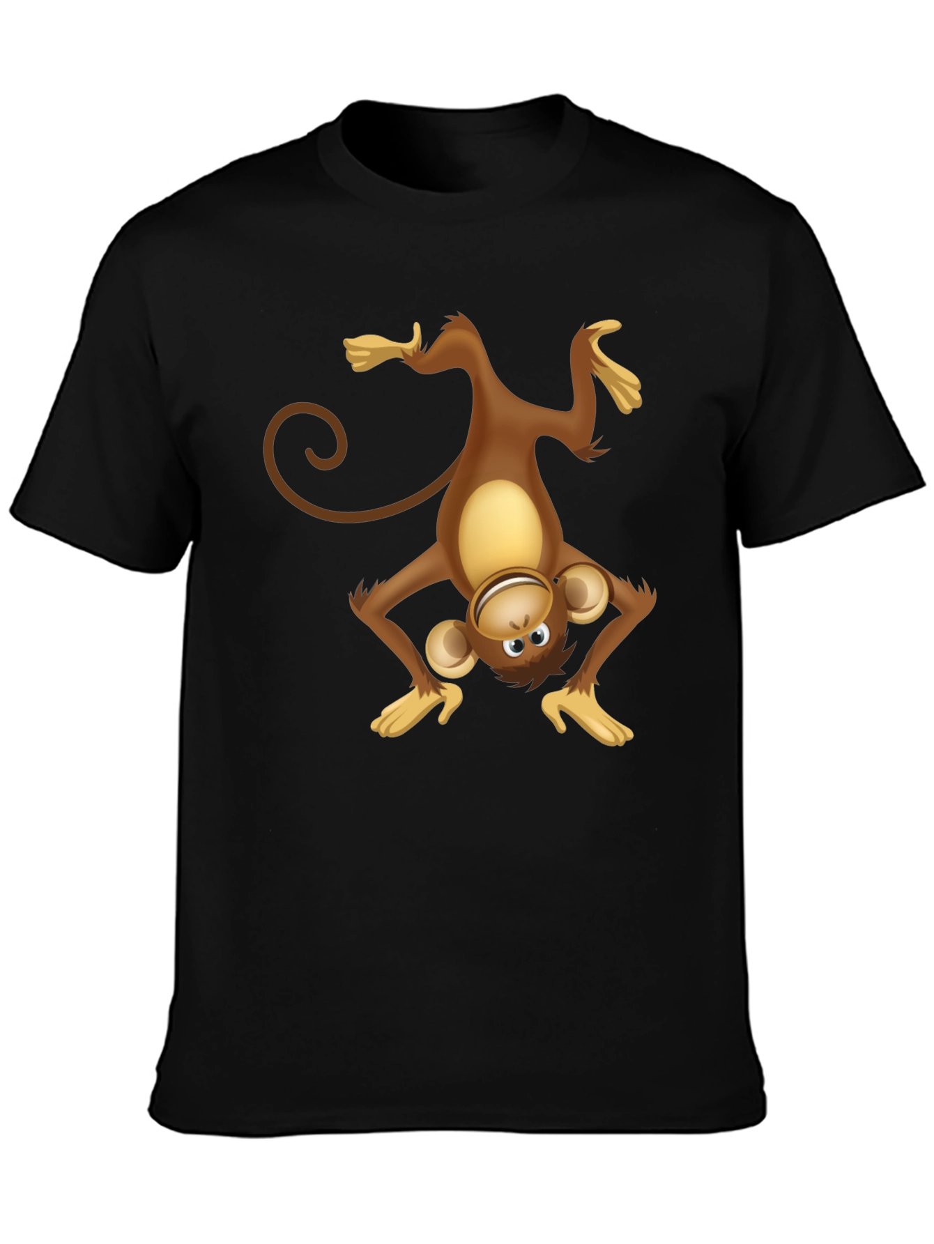 Upside Down Monkey Graphic Tee - Black