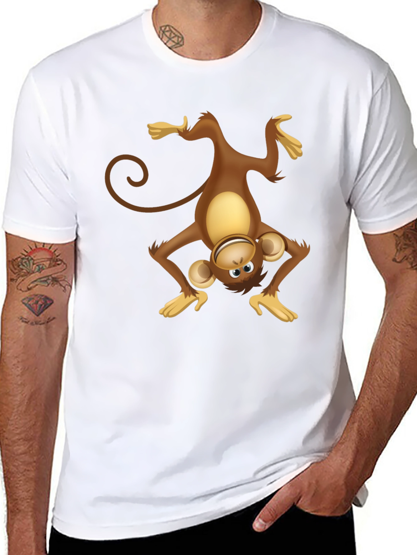 Upside Down Monkey Graphic Tee - Black