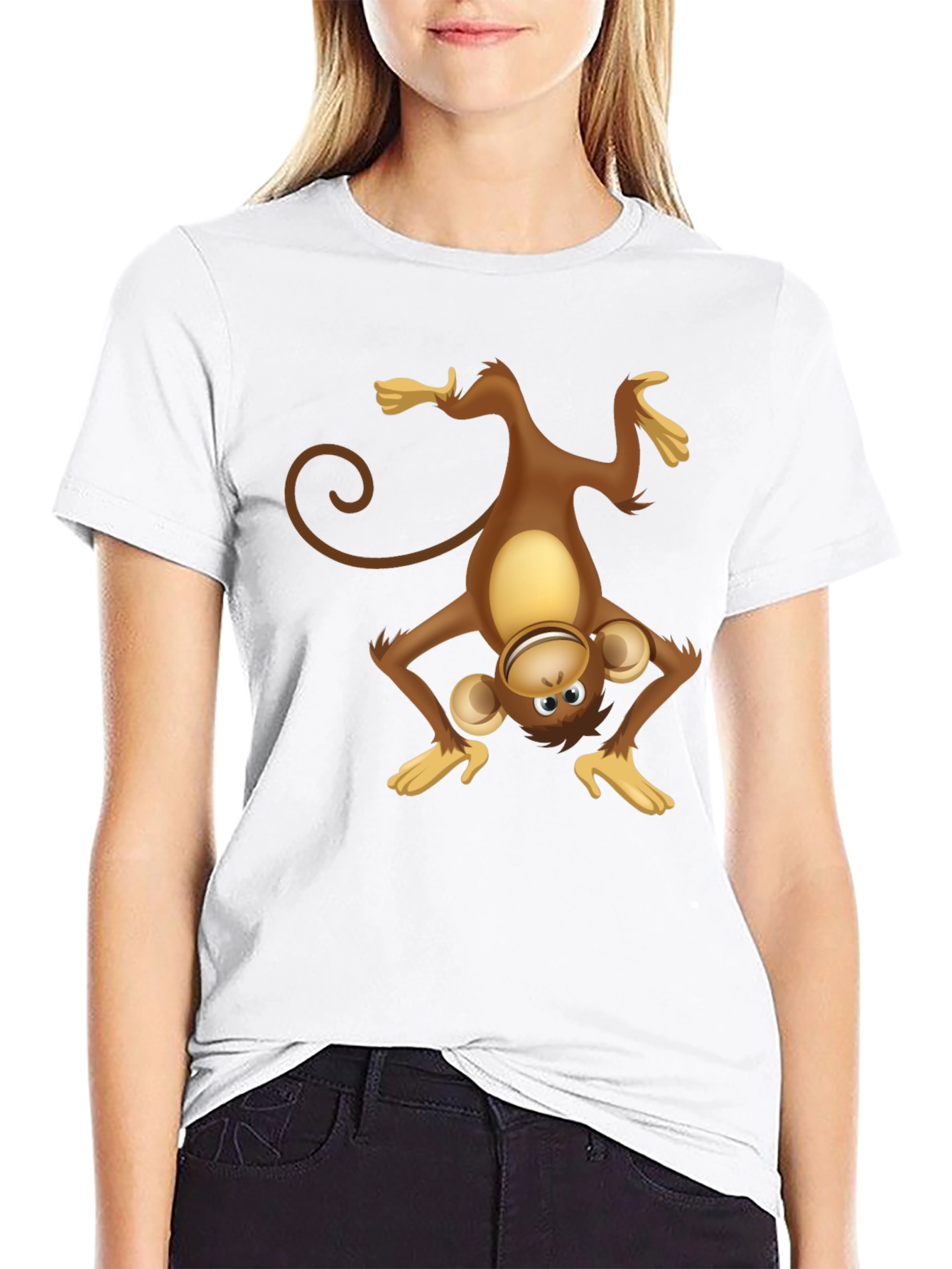 Upside Down Monkey Graphic Tee - Black