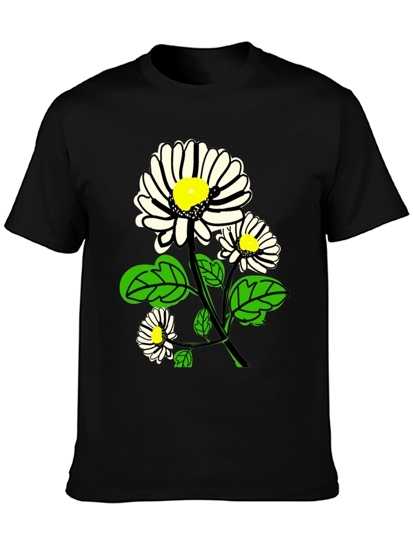 Daisy Graphic Print Black T-Shirt