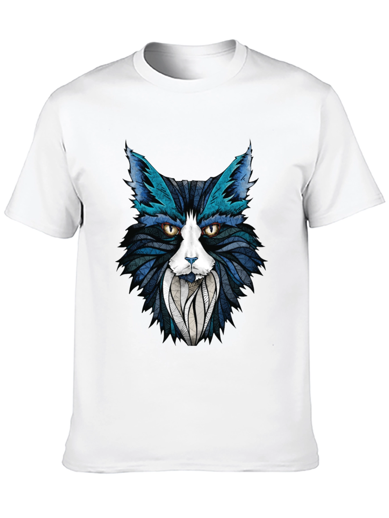Abstract Cat Graphic T-Shirt - Stylish Mens Tee