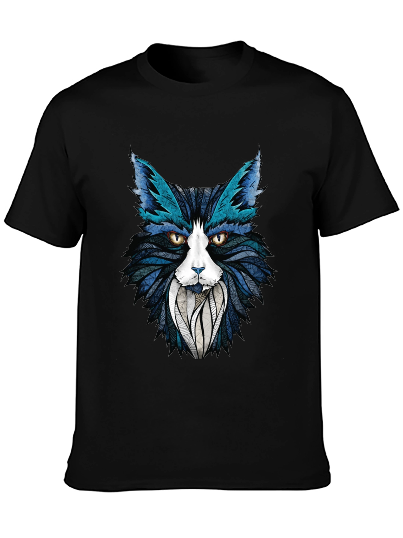 Abstract Cat Graphic T-Shirt - Stylish Mens Tee