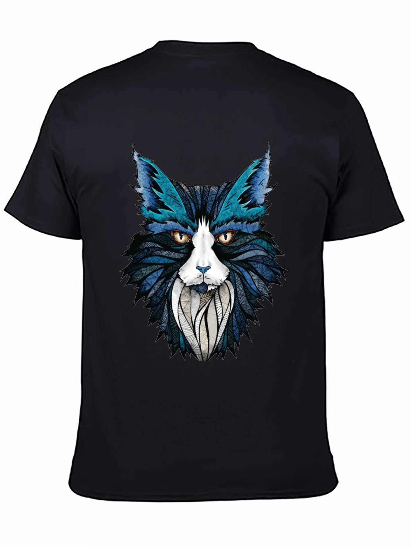 Abstract Cat Graphic T-Shirt - Stylish Mens Tee