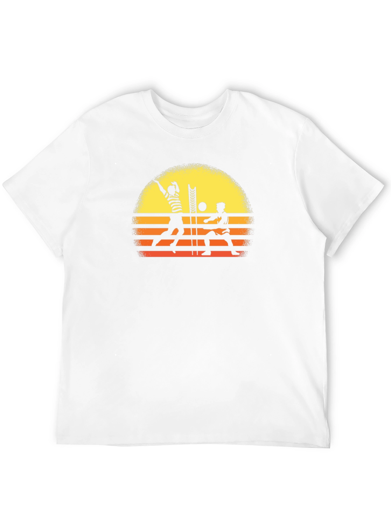 Retro Volleyball Sunset Graphic Tee - Black