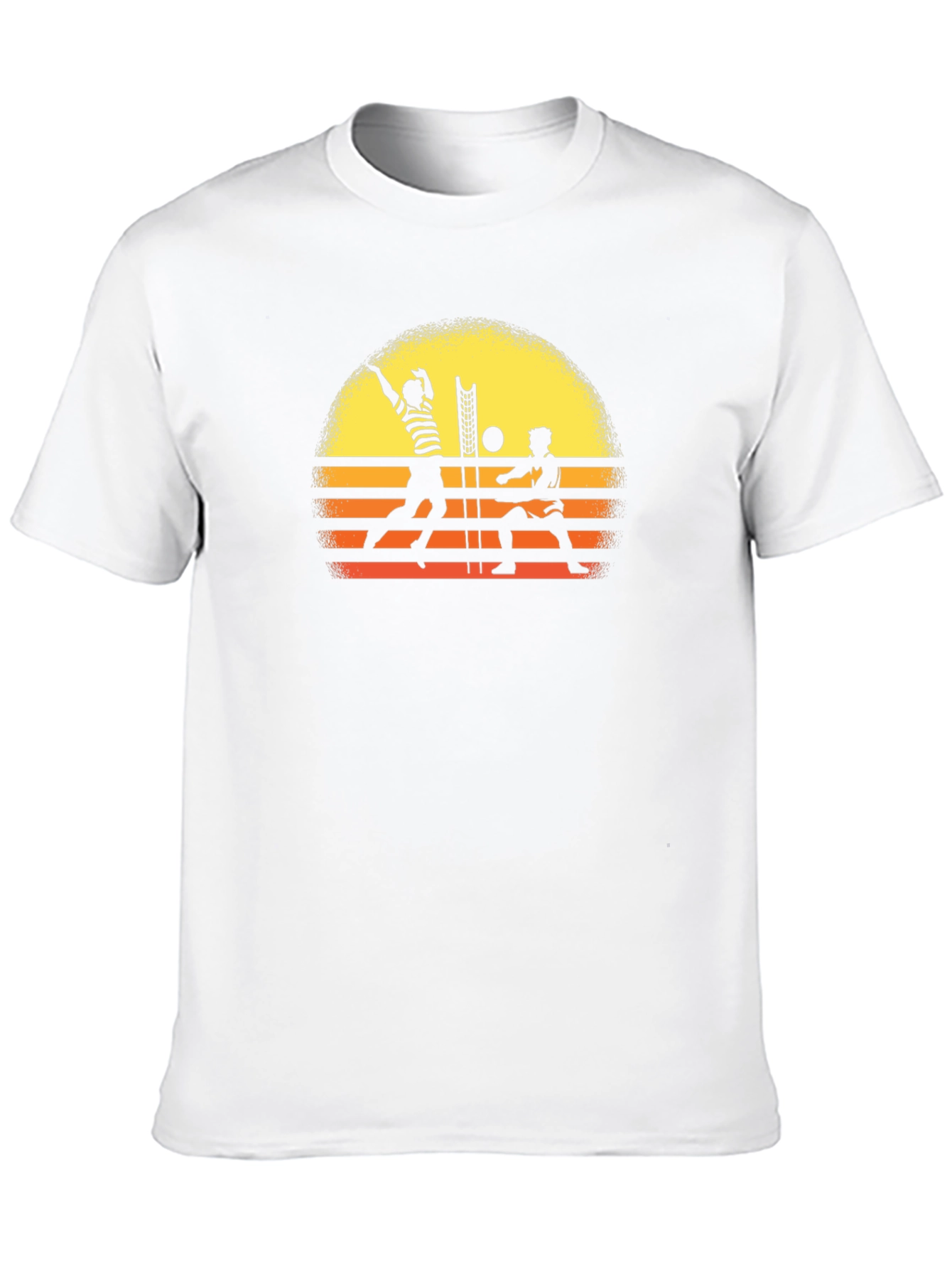 Retro Volleyball Sunset Graphic Tee - Black