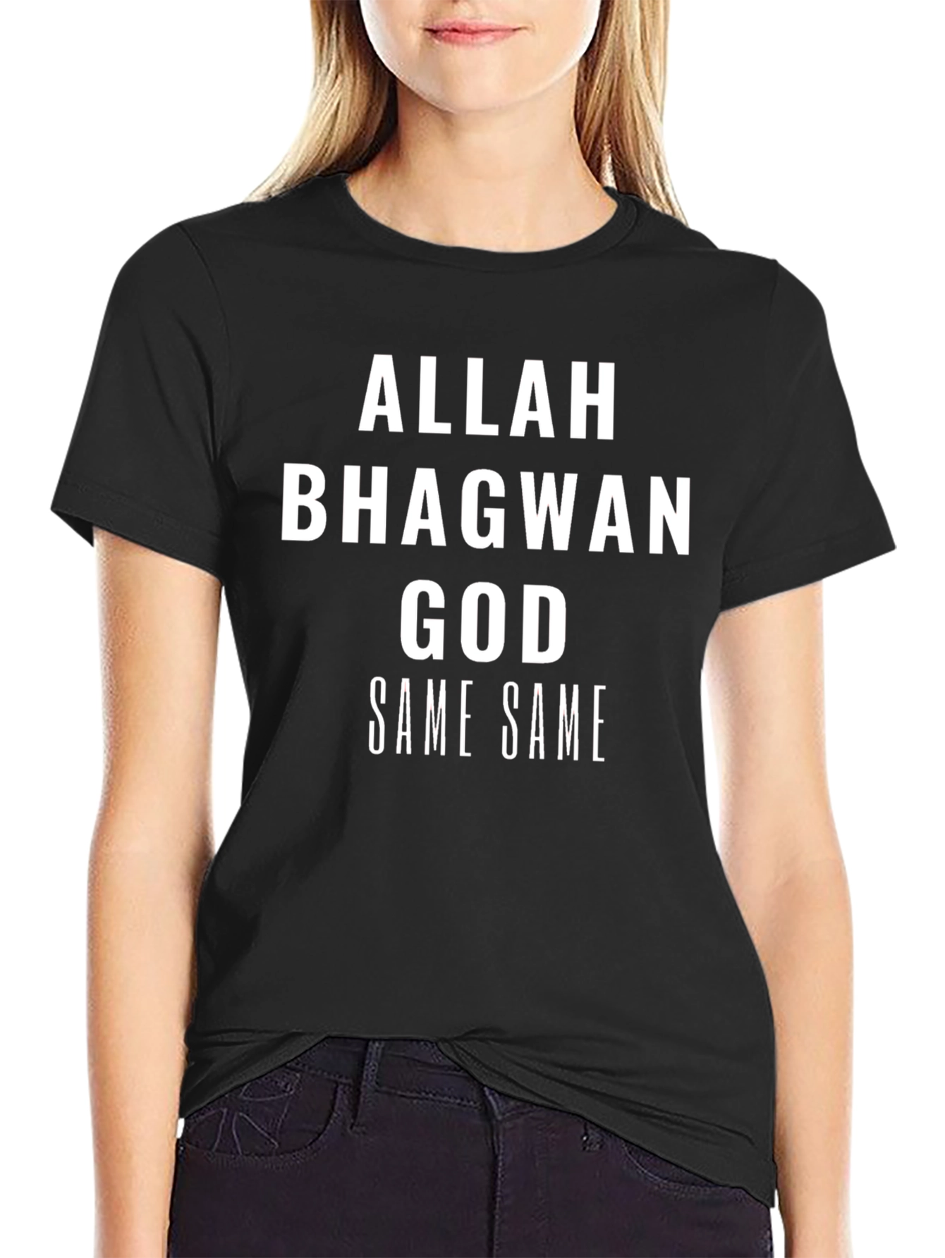 Allah Bhagwan God Same Same Black T-Shirt