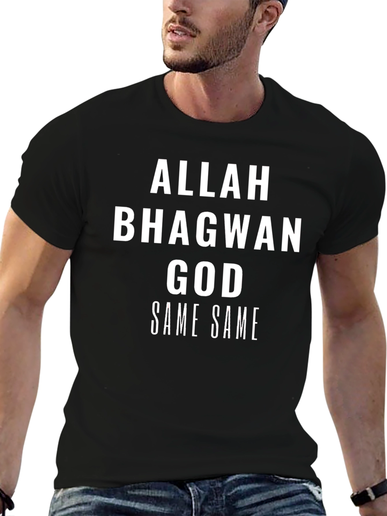 Allah Bhagwan God Same Same Black T-Shirt