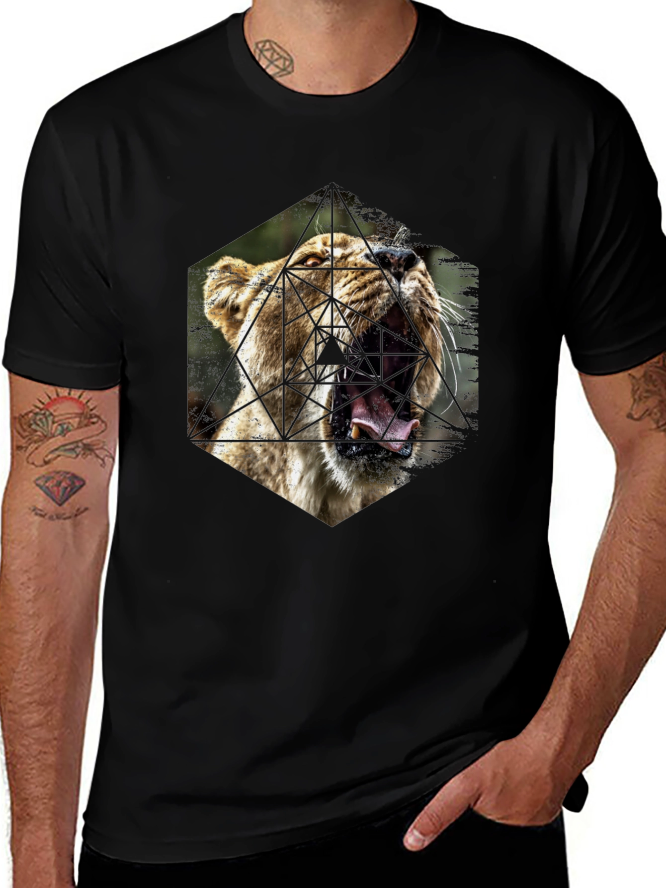 Geometric Lion Graphic Tee - Modern Menswear