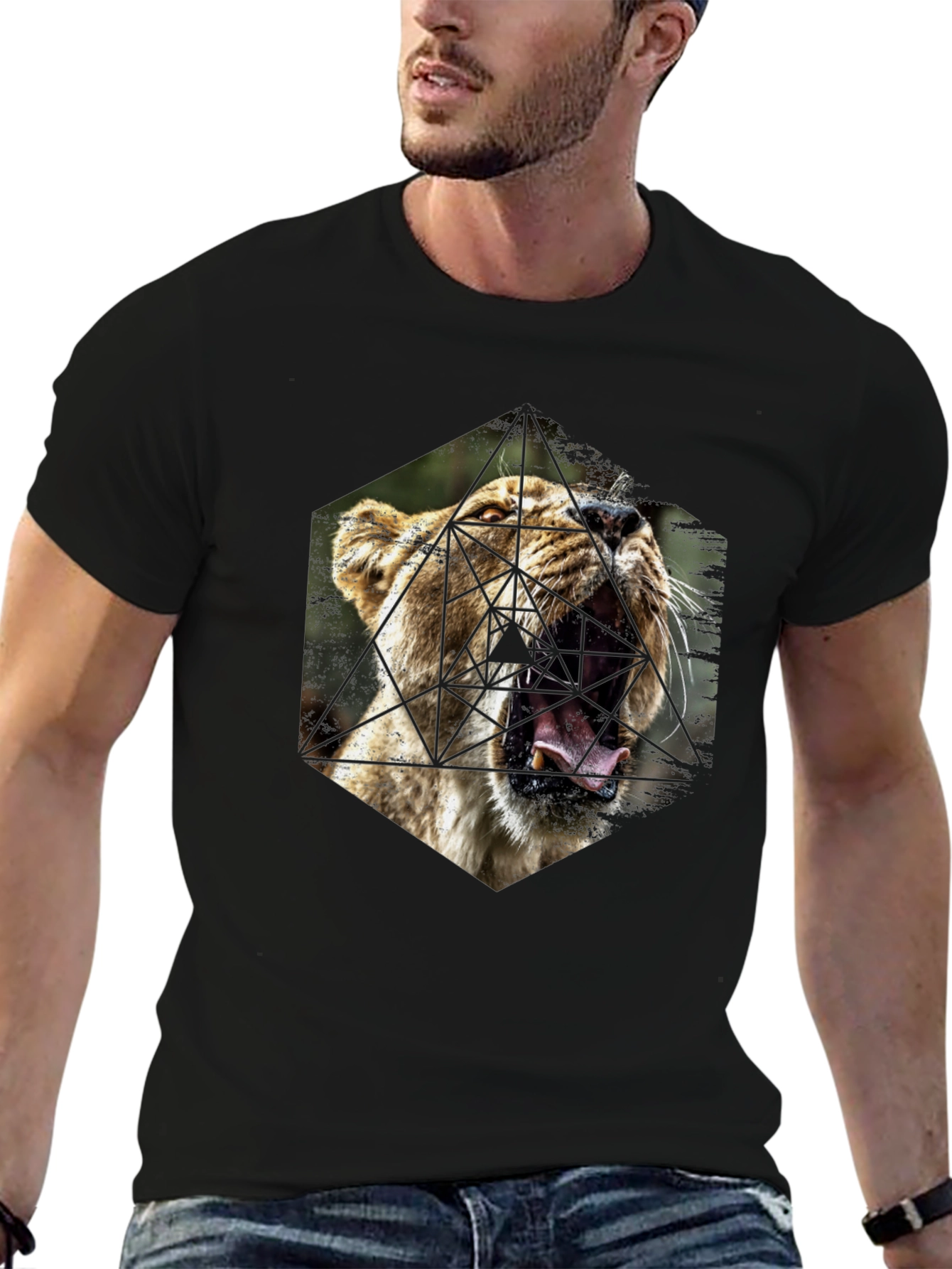 Geometric Lion Graphic Tee - Modern Menswear