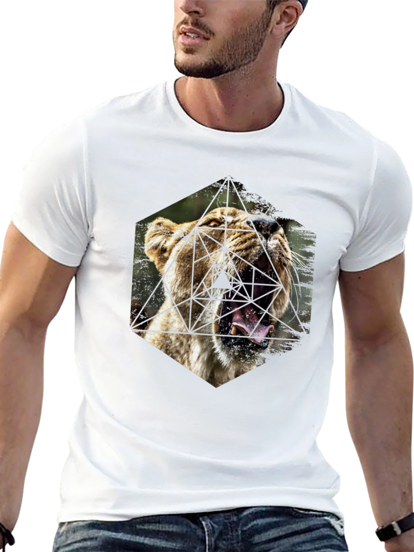 Geometric Lion Graphic Tee - Modern Menswear