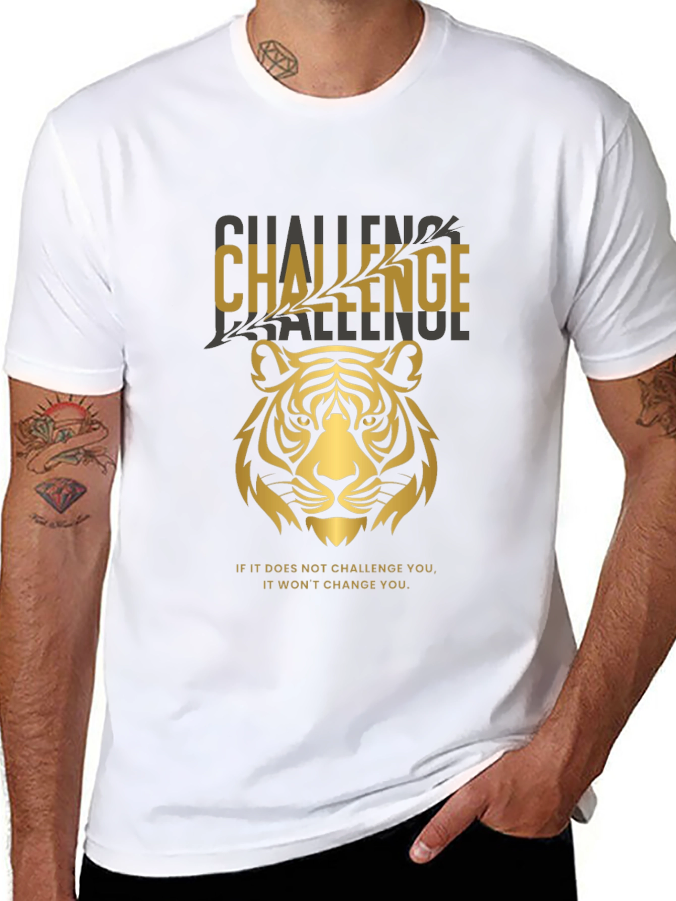Challenge Tiger Graphic T-Shirt - Motivational Tee