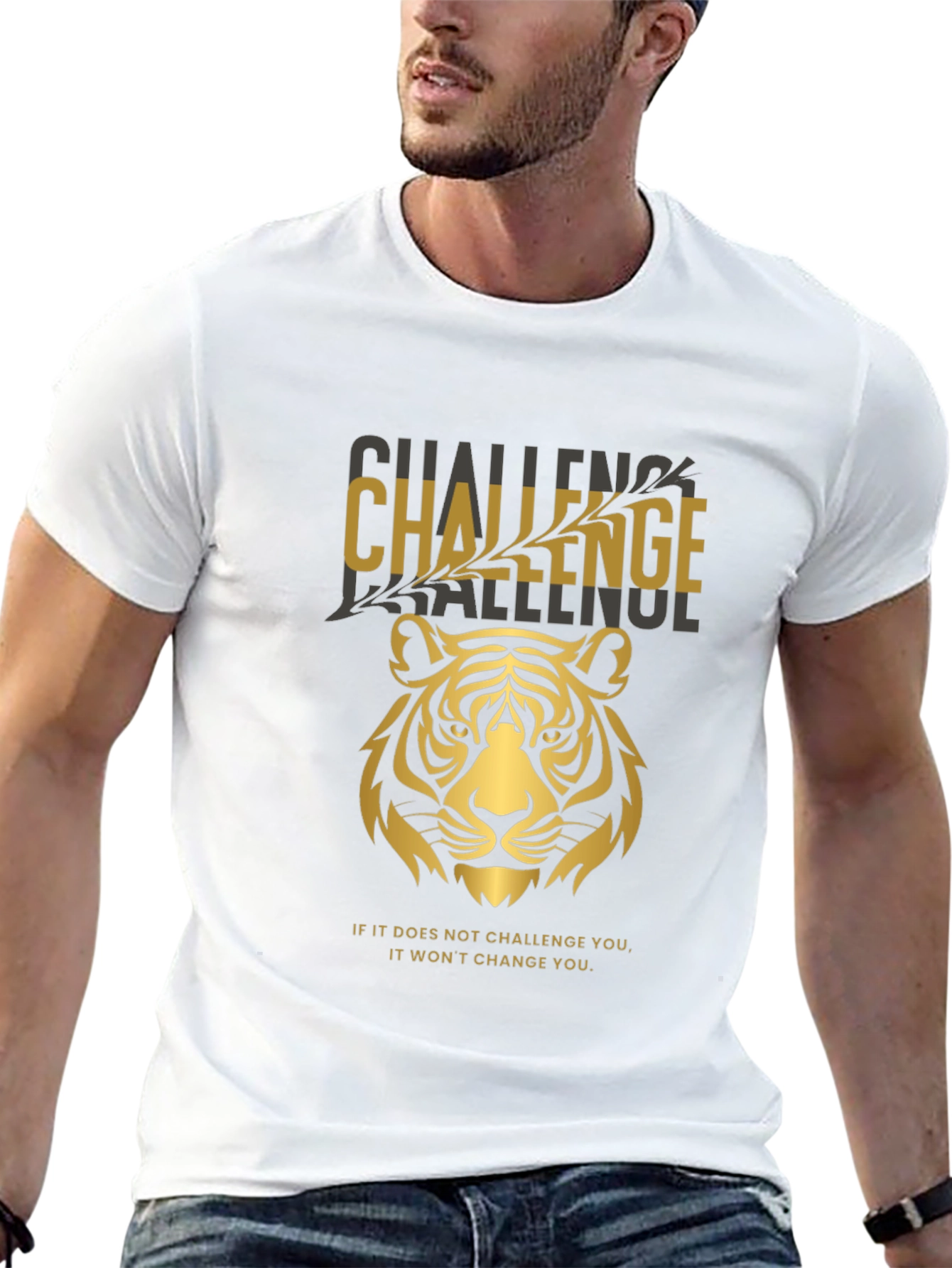 Challenge Tiger Graphic T-Shirt - Motivational Tee