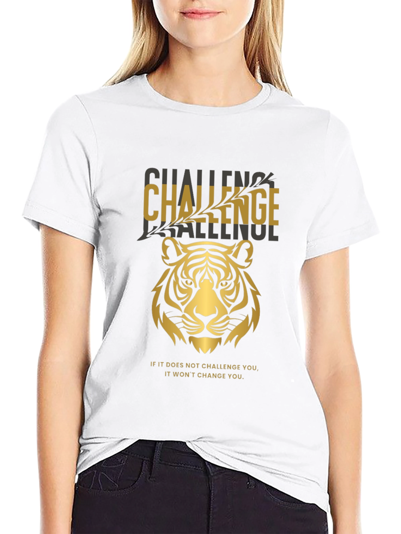 Challenge Tiger Graphic T-Shirt - Motivational Tee
