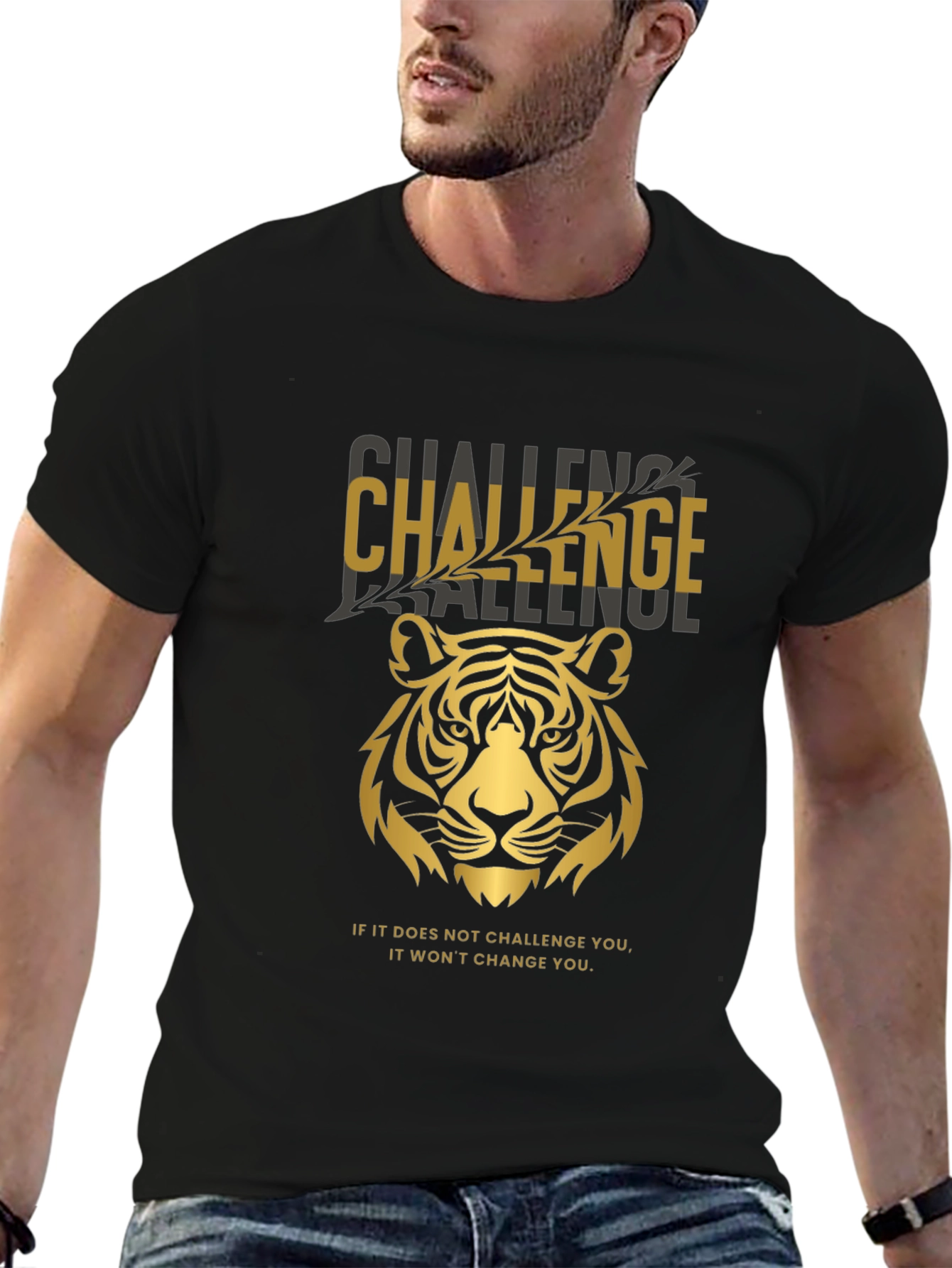 Challenge Tiger Graphic T-Shirt - Motivational Tee