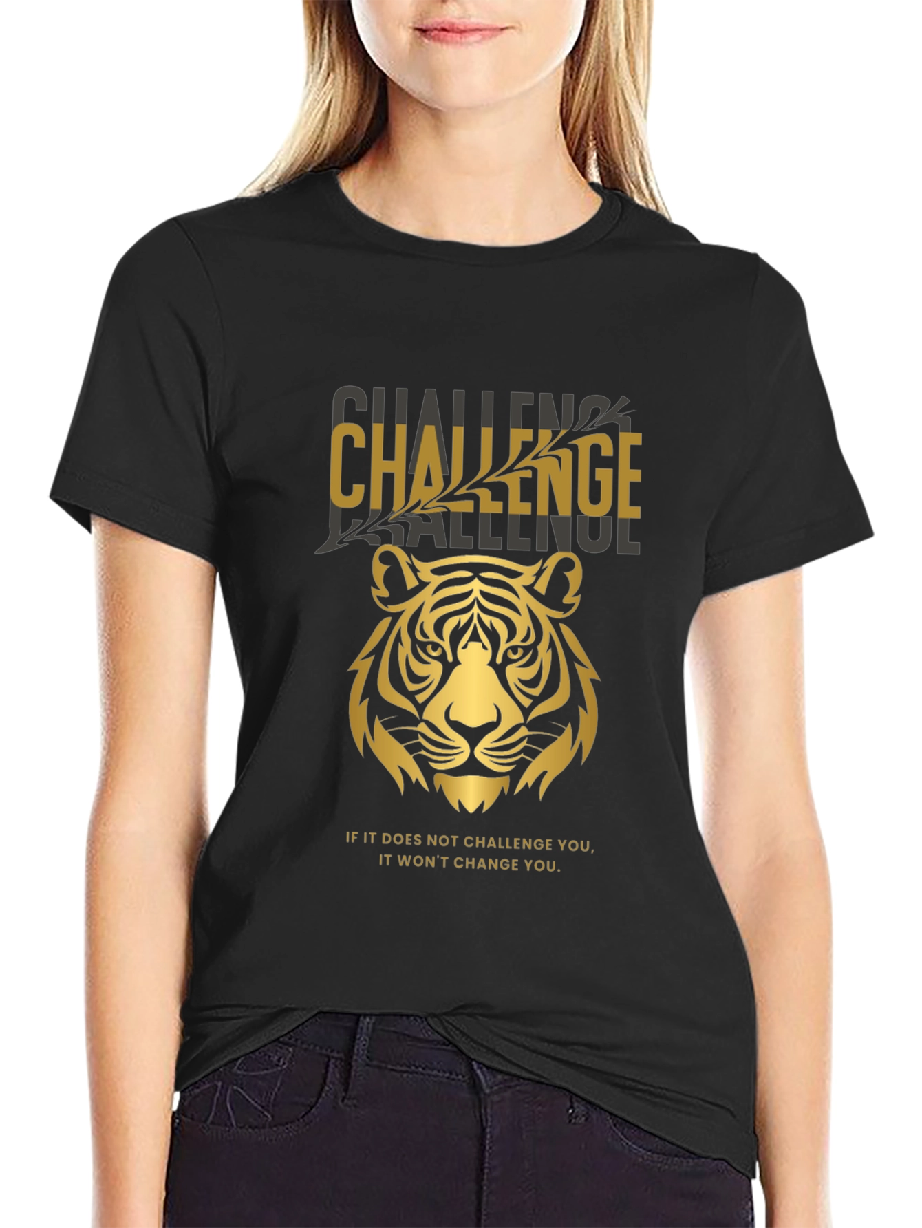 Challenge Tiger Graphic T-Shirt - Motivational Tee