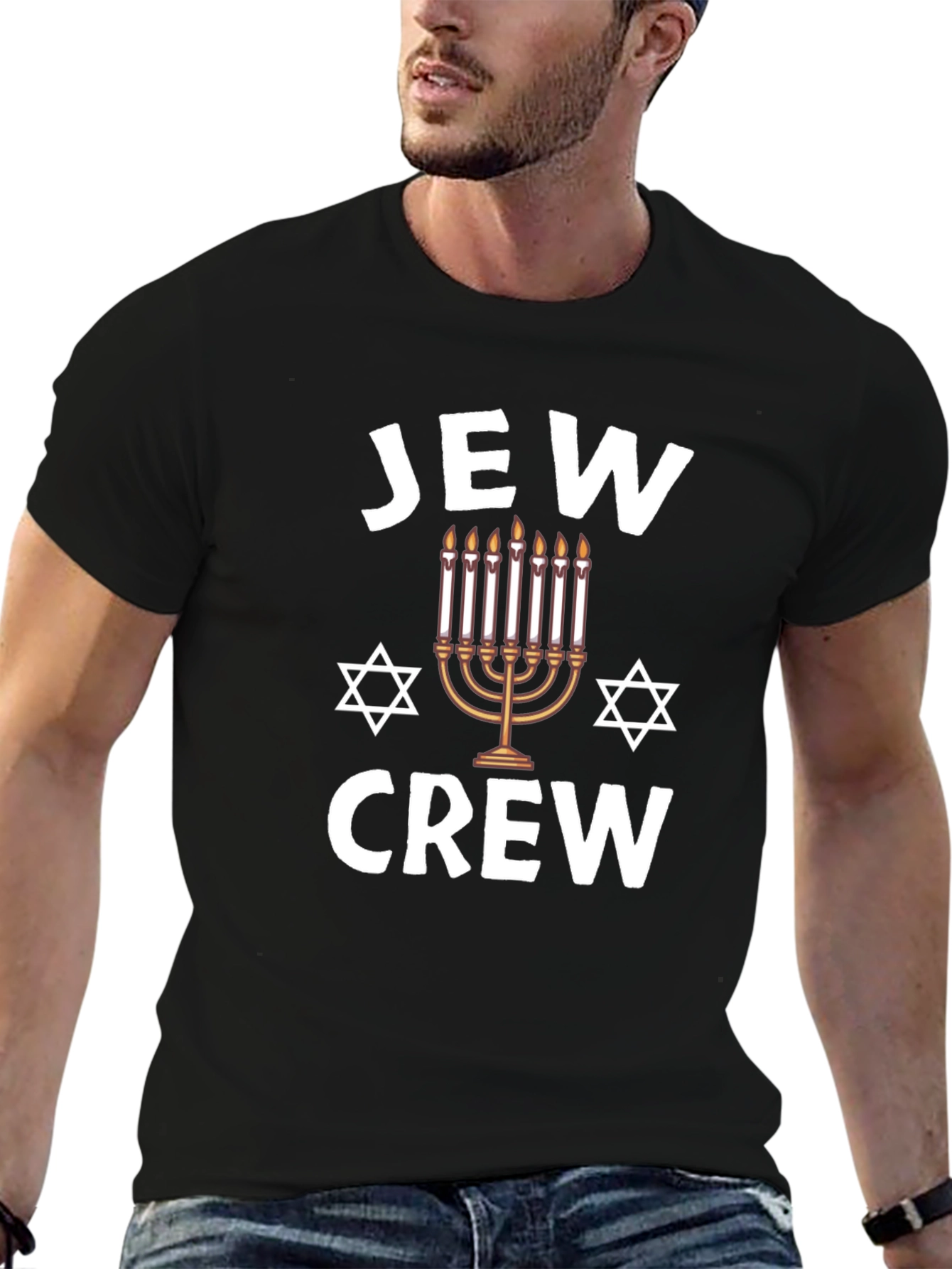 Jew Crew Mens Graphic T-Shirt Hanukkah Holiday