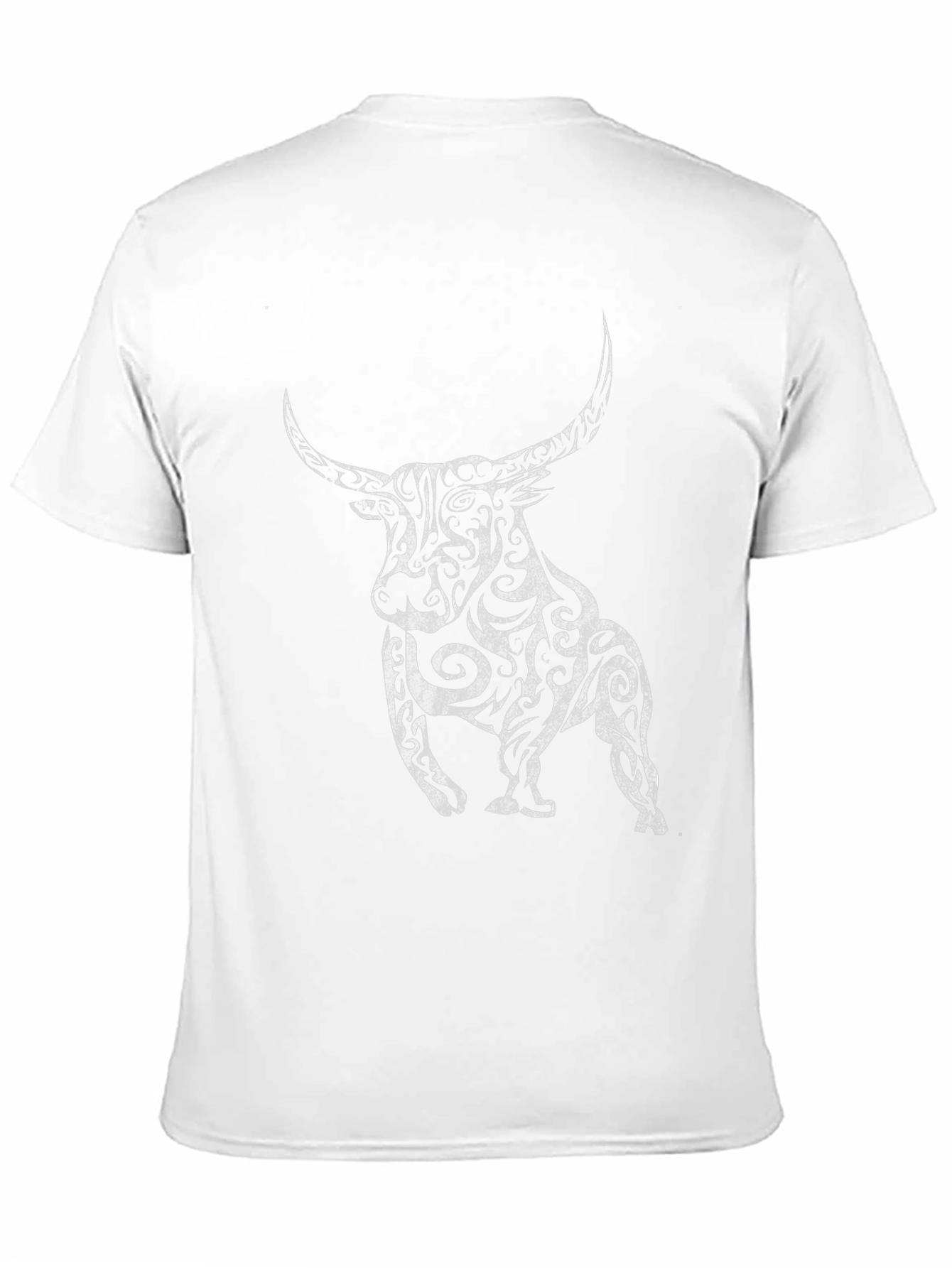 Black T-Shirt with Ornate Bull Graphic