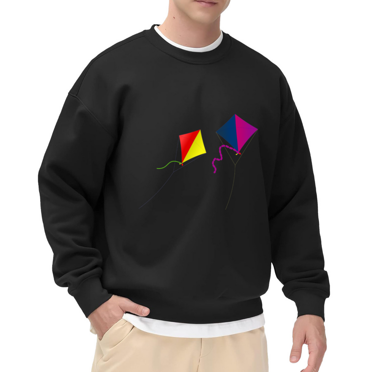 Colorful Flying Kites Spring Design - Crewneck Sweatshirt | Kite, Spring, Outdoor Gift