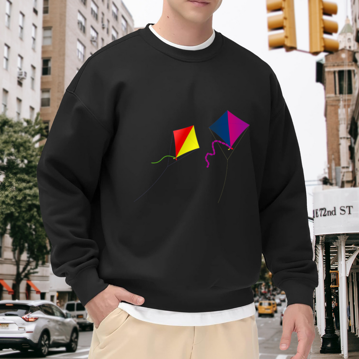 Colorful Flying Kites Spring Design - Crewneck Sweatshirt | Kite, Spring, Outdoor Gift