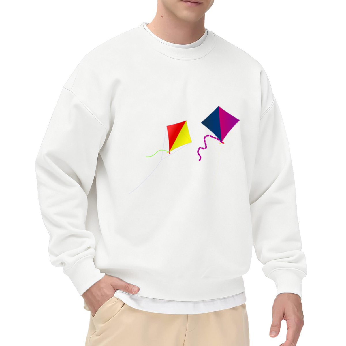 Colorful Flying Kites Spring Design - Crewneck Sweatshirt | Kite, Spring, Outdoor Gift