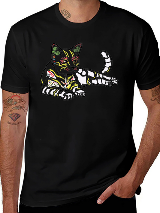 Day of the Dead Cat T-Shirt - Sugar Skull Kitten Tee
