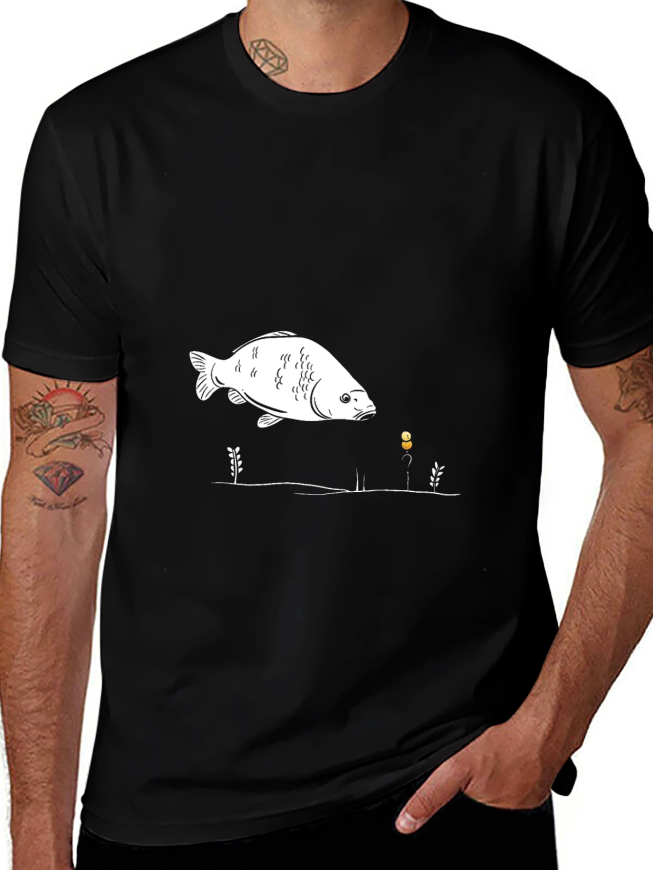 Fish Graphic Black T-Shirt Unisex