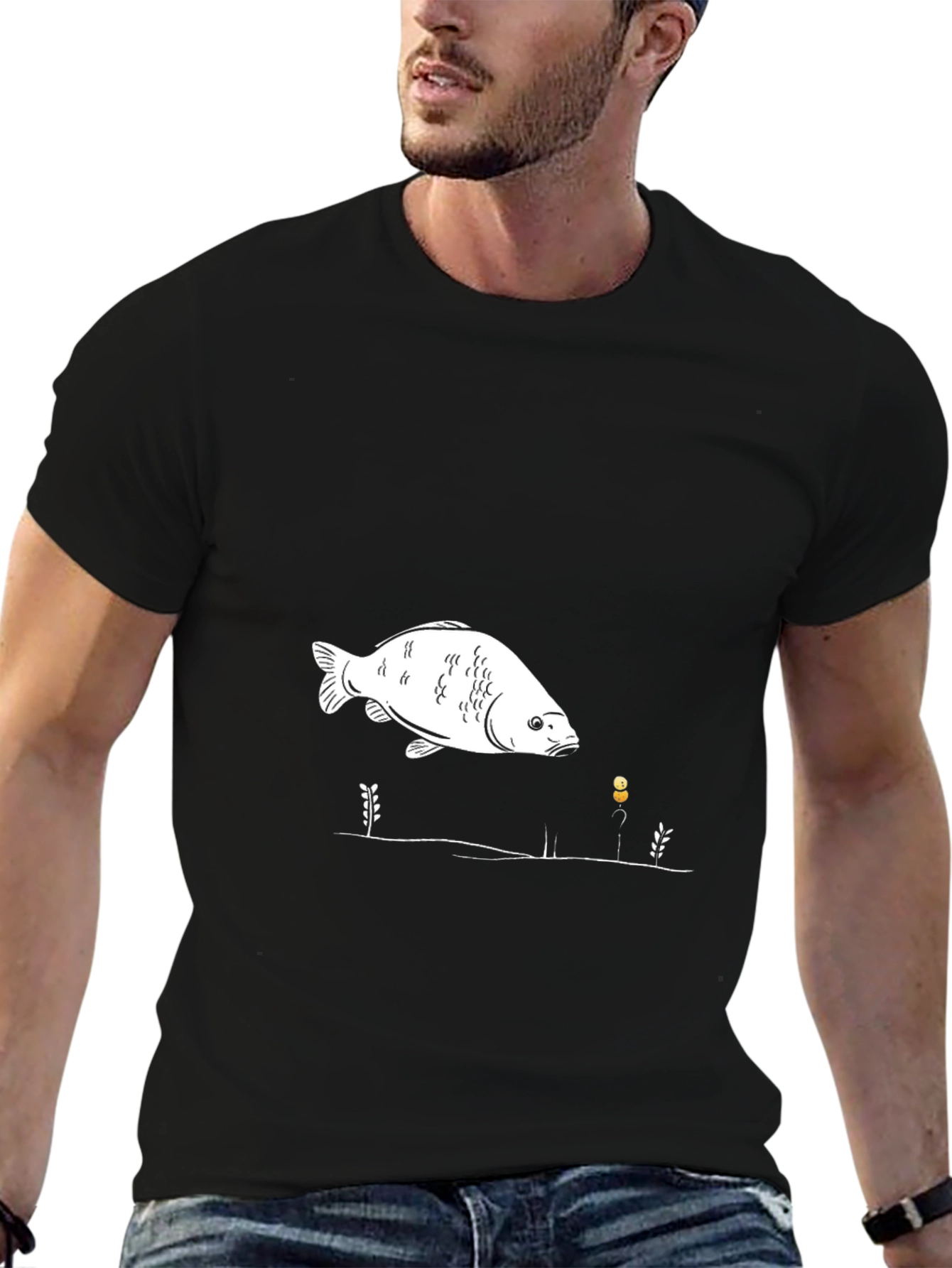 Fish Graphic Black T-Shirt Unisex