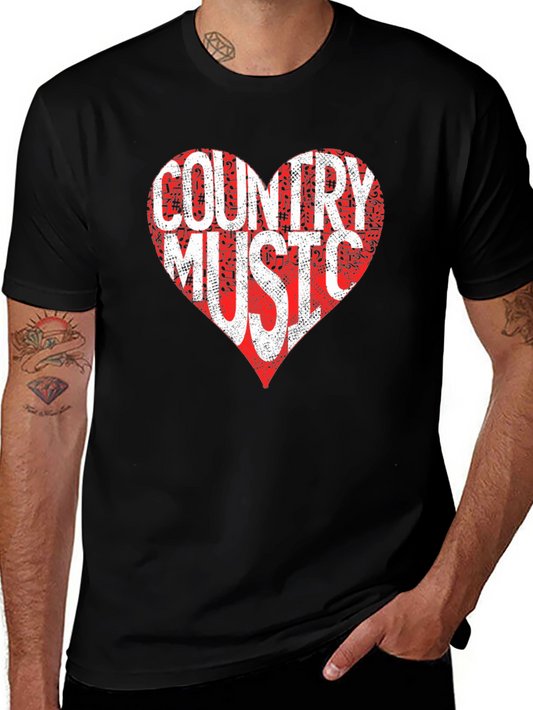 Country Music Heart Graphic Tee - Black