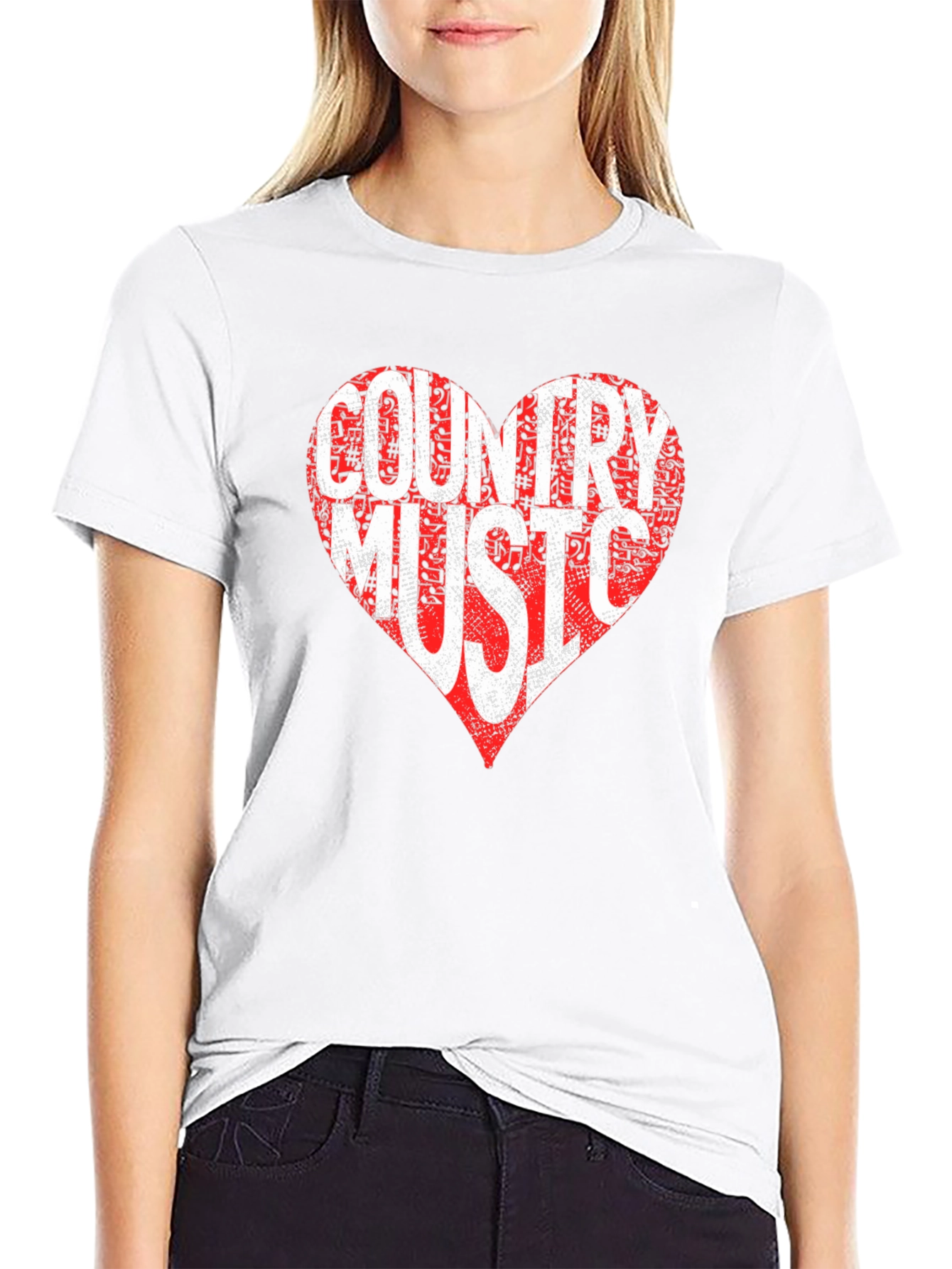 Country Music Heart Graphic Tee - Black