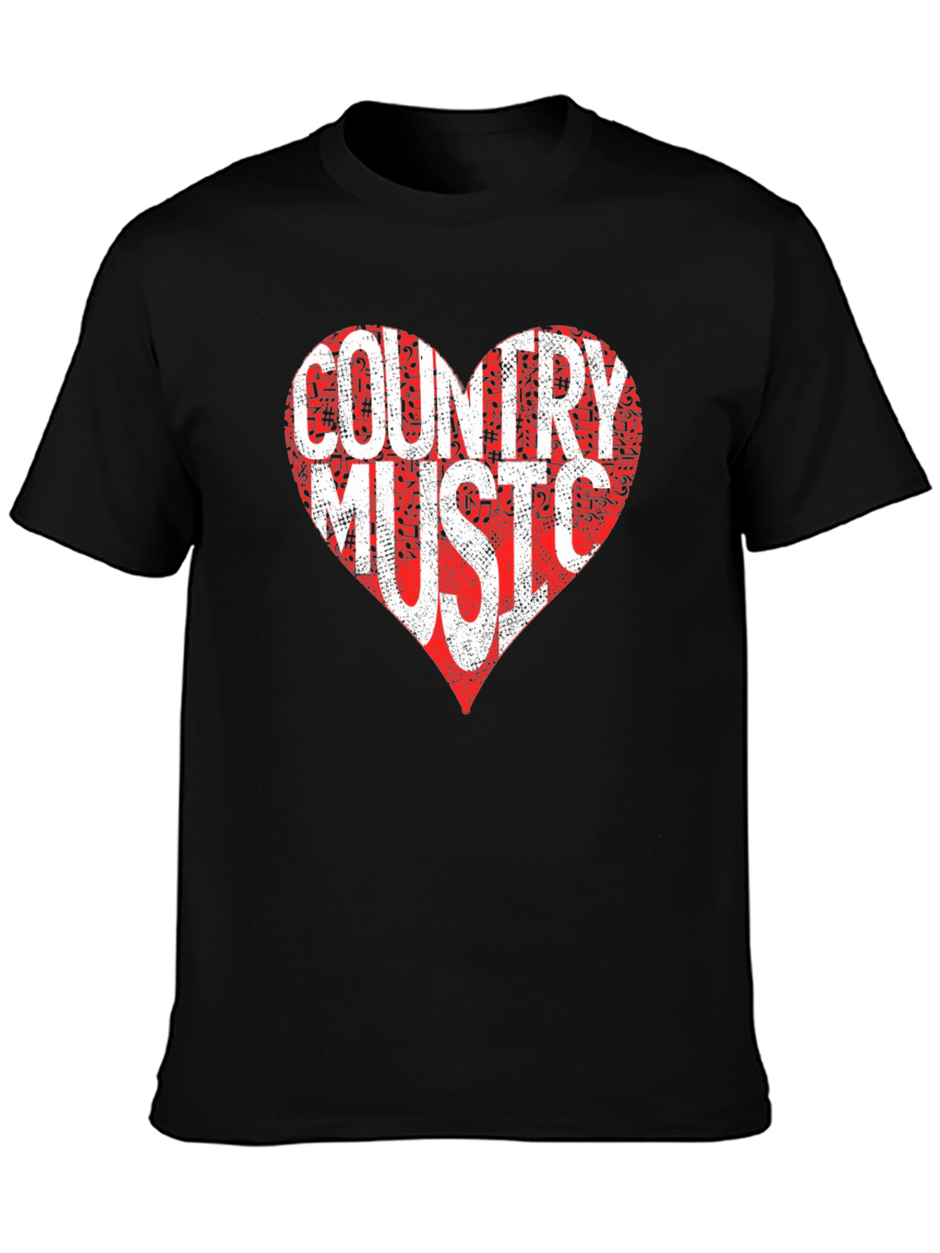 Country Music Heart Graphic Tee - Black