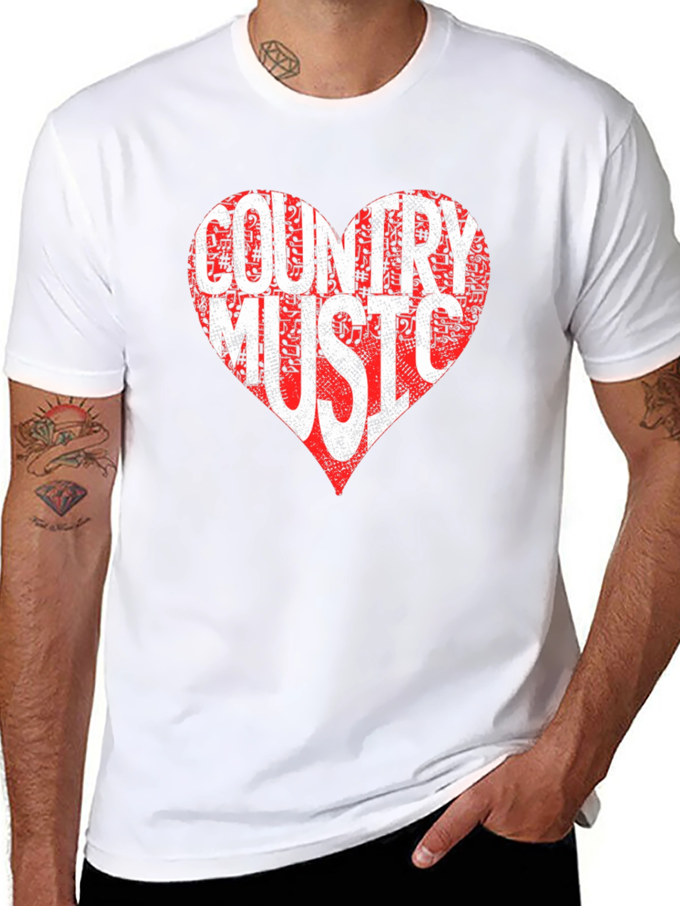 Country Music Heart Graphic Tee - Black
